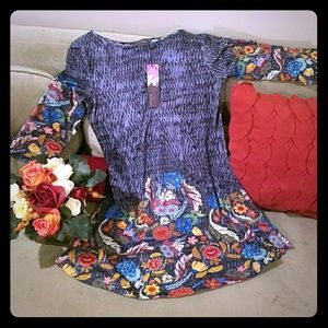 Azalea Floral Print 3/4 Sleeve Tunic